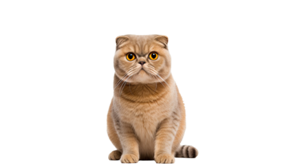Scottish Fold cat isolated on a transparent background
