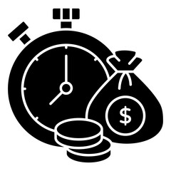 Dollar with stopwatch, icon of time is money