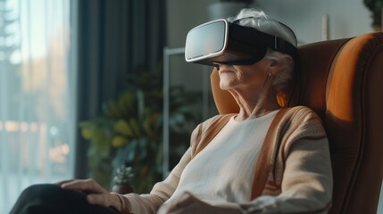 Naklejka premium using virtual reality at home for a doctor's examination, a 3D hologram of a doctor and medical equipment appearing in his living room