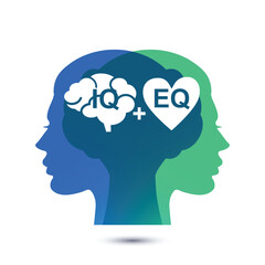 IQ and EQ with head profile vector illustration