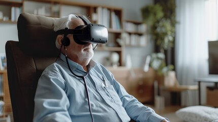 person listening to music with vr glass