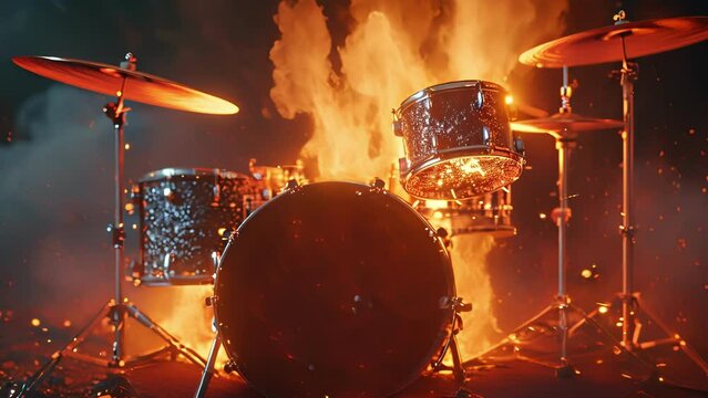 The intense heat of the burning drum kit matches the intensity of the dynamic and powerful drumming creating a sizzling performance unlike any other.