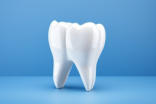 Modern dentistry. pristine snow white molar against vibrant blue background for dental concepts