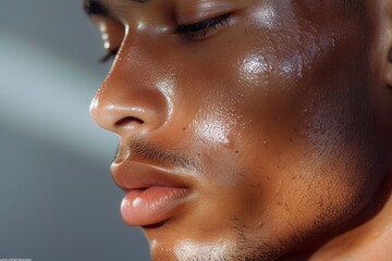 An Intimate Look at a Young Man's Clear Complexion