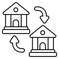 A flat design icon of bank transfer 