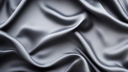 Obraz premium A black satin texture that is a panoramic background of black colored black fabric silk with a beautiful and natural blurred pattern
