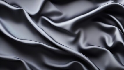 Obraz premium A black satin texture that is a panoramic background of black colored black fabric silk with a beautiful and natural blurred pattern