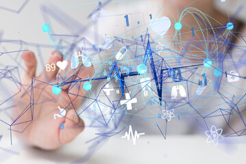  Ui icon medical in hospital with medical technology network concept - neural network exposure...