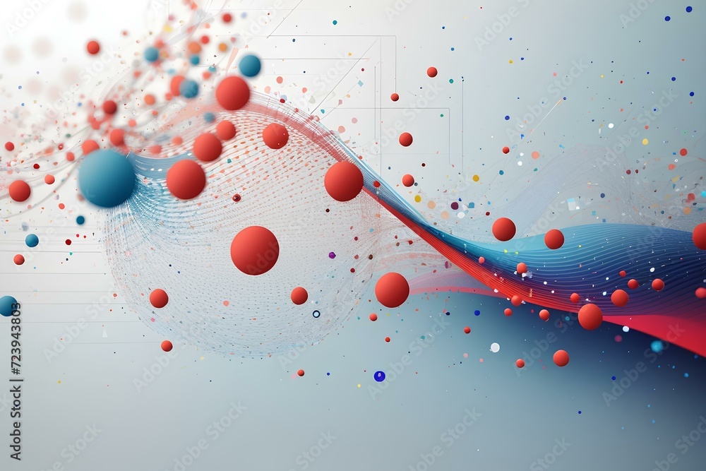 Poster abstract background with interweaving of dots, created by ai generated
