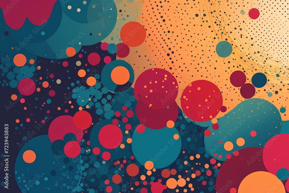 Poster abstract background with interweaving of dots, created by ai generated
