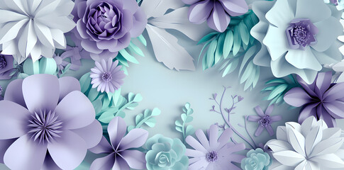 Paper shaped flower bouquet top view isolated on pastel background. Spring card woman's day, 8 march, Easter, mother's day, birthday card, anniversary