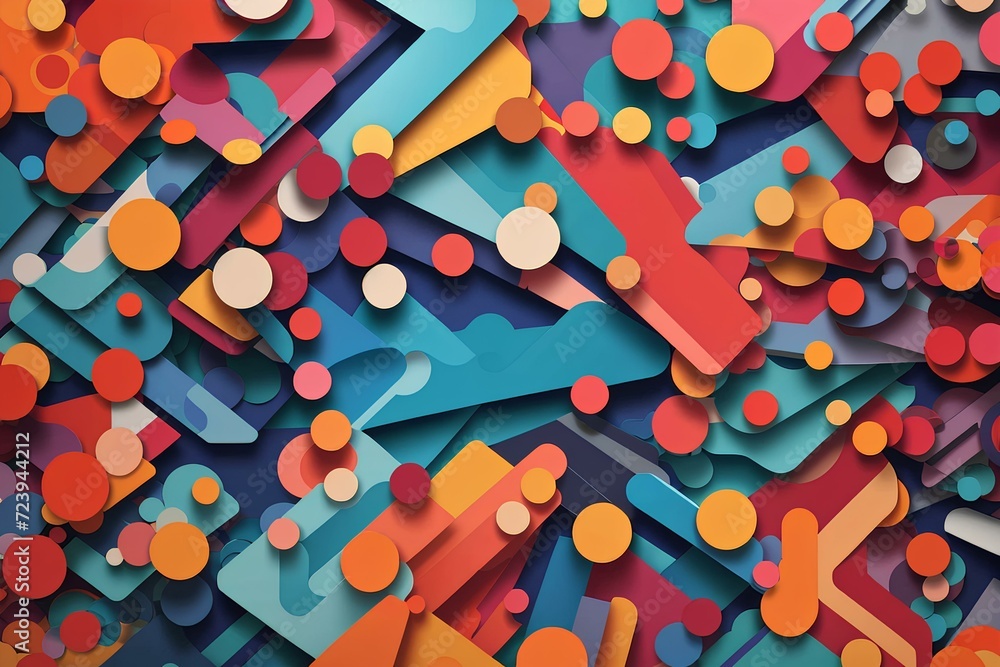Poster abstract background with interweaving of dots, created by ai generated