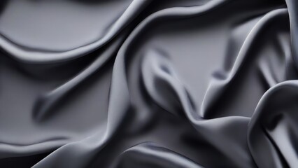 A black satin texture that is a panoramic background of black colored black fabric silk with a beautiful and natural blurred pattern