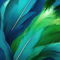 Stylish Green and Blue Soft Feathers Background