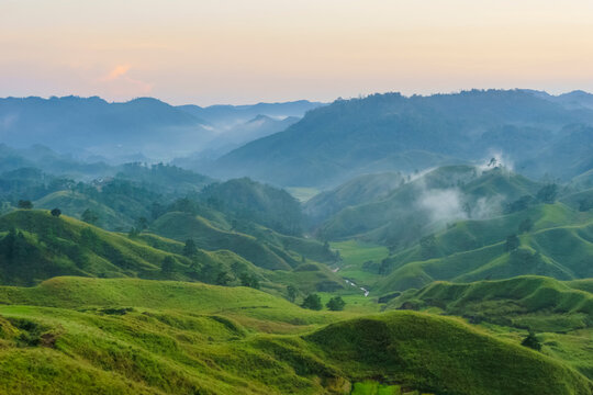 Sunset over Markham Valley in Eastern West Khasi Hills Meghalaya