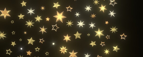 Radiant Euphoria: Lose Yourself in a 3D Gold Stars Rainfall