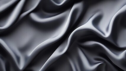 Obraz premium A black satin texture that is a panoramic background of black colored black fabric silk with a beautiful and natural blurred pattern