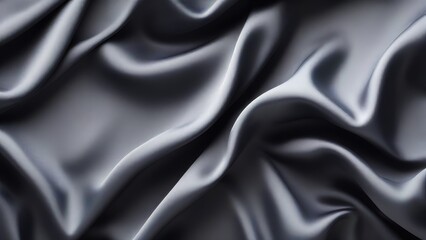 A black satin texture that is a panoramic background of black colored black fabric silk with a beautiful and natural blurred pattern