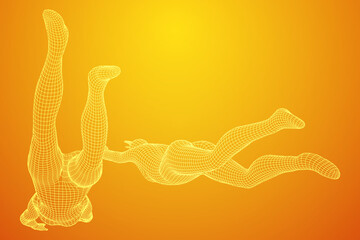 Woman human body jumping diving