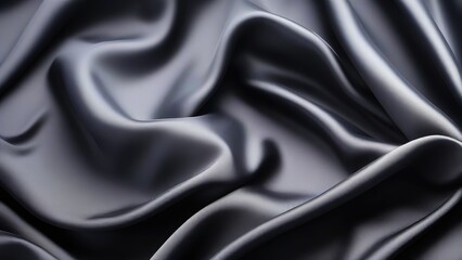Obraz premium A black satin texture that is a panoramic background of black colored black fabric silk with a beautiful and natural blurred pattern