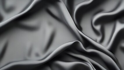 Fototapeta premium A black satin texture that is a panoramic background of black colored black fabric silk with a beautiful and natural blurred pattern