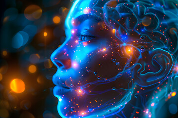 Obraz premium Powerful artificial intelligence technology in brains working