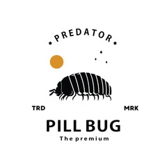 vintage retro hipster pill bug logo vector outline silhouette art icon - obrazy, fototapety, plakaty
