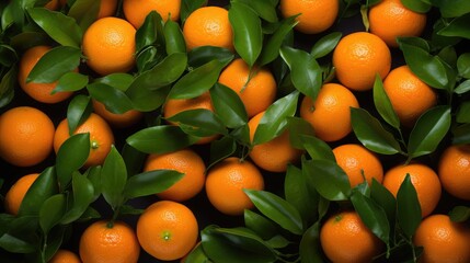 Tangerines with leaves background