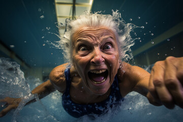 aquatics training in old age, gym, swimming instructor, aerobic exercise