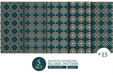 Big set of different vector ornamental seamless patterns. Collection of geometric islamic ramadan patterns in the arabic style. Patterns added to the swatch panel.