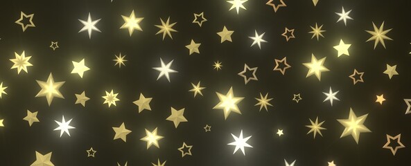 XMAS Stars - Holiday golden decoration, glitter frame isolated -