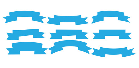 Obraz premium Ribbons black different shapes set. Vector element for decoration different configuration.Text banner sign. Decoration design element. Vintages flag colorful icon symbol isolated on white background