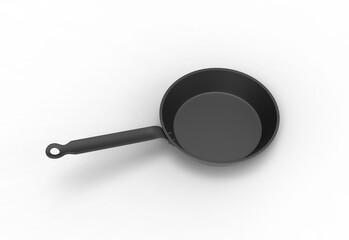 frying pan top view with shadow 3d render