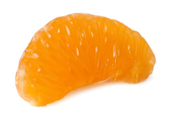 Piece of peeled fresh ripe tangerine isolated on white