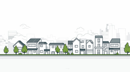 Vector scene depicting a modern residential neighborhood  celebrating the clean lines and innovative designs that define contemporary residential architecture. simple minimalist illustration creative