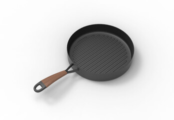 grill pan top view with shadow 3d render