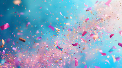 Confetti Explosion. A lot of colorful confetti exploding in a macro view
