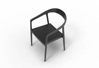 metal chair top view with shadow 3d render