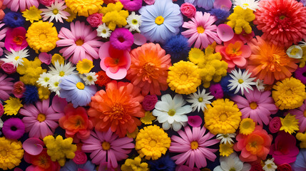 Colorful flowers background, spring season concept
