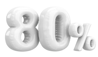 Eighty percent. 80% balloon text. 3D illustration.