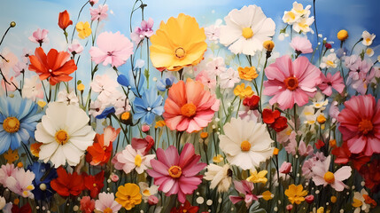 Colorful flowers background, spring season concept