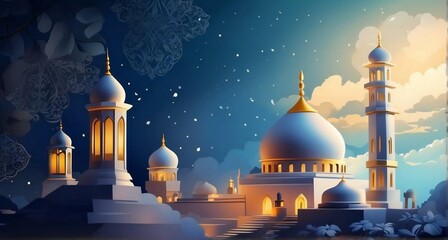 Islamic background for Ramadan. Islamic backdrop illustration. Generative AI - obrazy, fototapety, plakaty