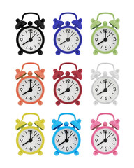 set of colorful clocks showing 8 o clock isolated png