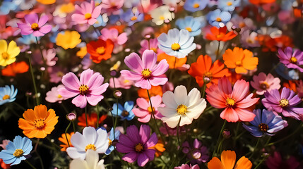 Colorful flowers background, spring season concept