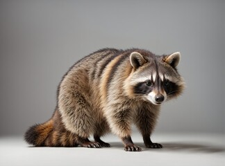 Obraz premium White Harmony: The Raccoon's Pose