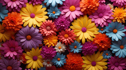 Fototapeta premium Colorful flowers background, spring season concept