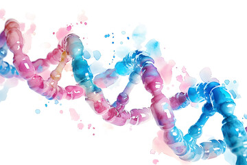 A watercolor drawing of the DNA
