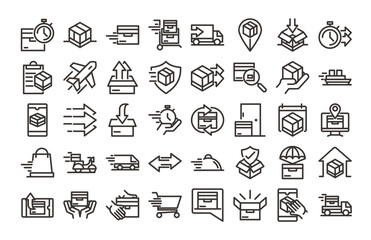Delivery and logistics icon set
