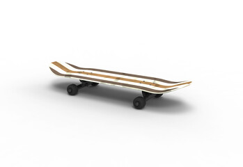 skateboard angle view with shadow 3d render
