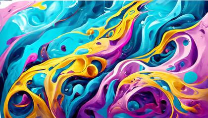 Obraz premium 3d render, abstract pink blue neon background on digital art concept, Generative AI.